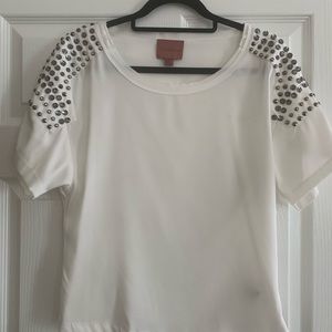 White studded Tee